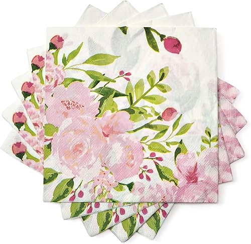 Miniatura 3 de Suministros de fiesta floral vintage, servilletas de papel blanco (6.5 x 6.5 pulgadas, paquete de 150)