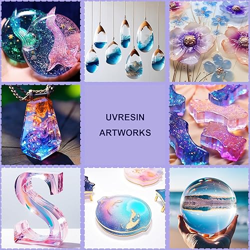 Miniatura 4 de Resina UV  Pegamento duro transparente de 10.58 oz, bajo olor, sin amarilleamiento, excelente transparencia ultravioleta de curado rápido, resina UV