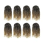 Bileaf Short Passion Twist Hair 6 Inch Pre-twisted Passion Twist Crochet Hair 8 Packs Pre-looped Crochet Passion Twist Braiding Hair for Women and Kids Bohemian Synthetic Hair Extensions T27