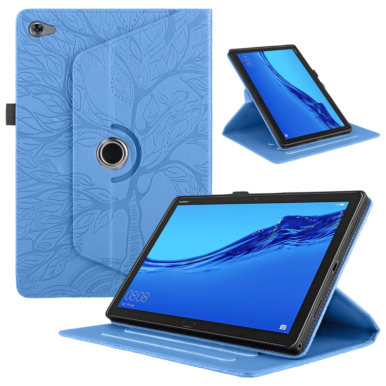 Funda para Samsung Galaxy Tab S9/ S8/ S7 11" (SM-X710/X700/T870) PU Cuero Tablets Protectora Cover 360°Carcasa Giratoria de ángulo Múltiple Stand Función Tablets Funda,Rojo Árboles — view 40