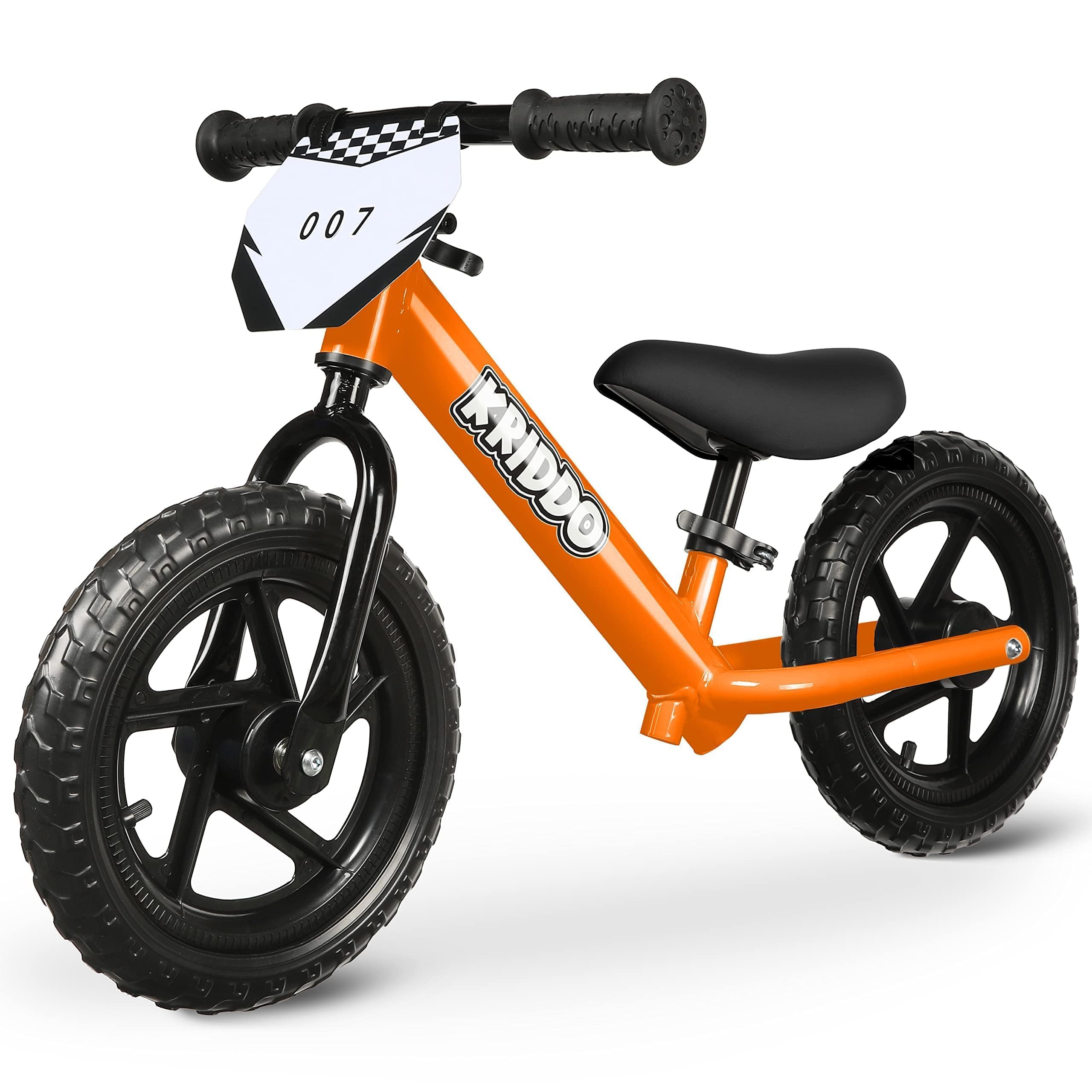 KRIDDO Toddler Balance Bike for 2 Years 18 Months to 5 Years 12" Push Bicycle (Orange)