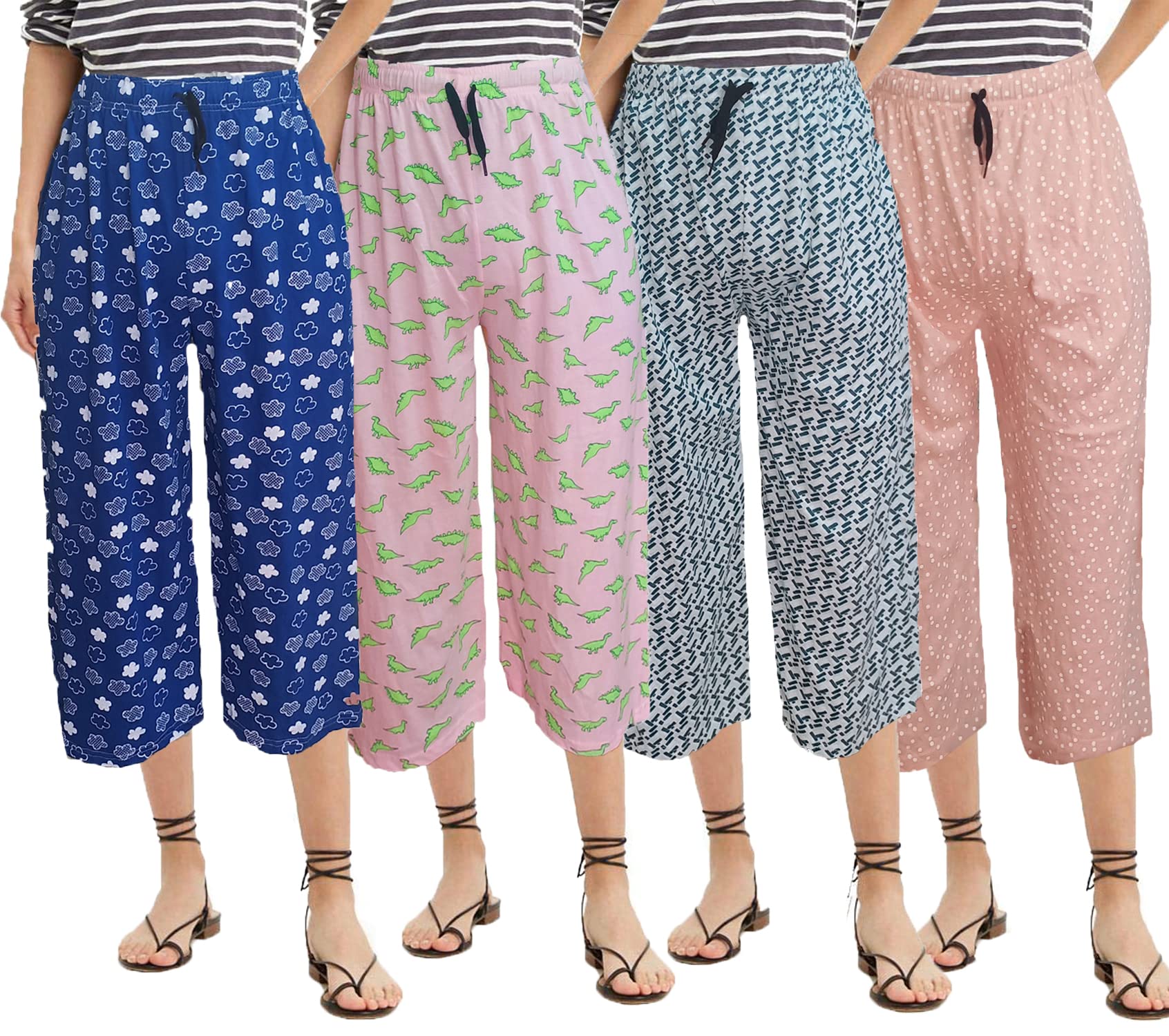 brand flex Women's Cotton Plain Capri, Capri Pants Loose Yoga Pants,Plain Capri for Women, Nightwear Capri for Women (Free Size, 3 Pack)-picture-31