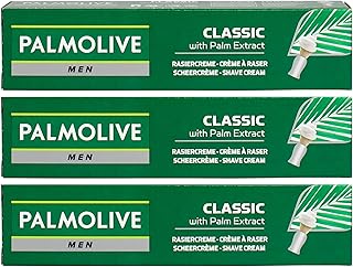 Palmolive - Paquete de crema de afeitar para hombre, juego de 3 x 100 ml más paño facial. Un paquete Hadco con nuestro paño facial gratis (color: blanco o gris. Tamaño: pequeño).