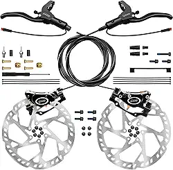 Conjunto de freio a disco hidráulico de 2 pistões E-Bike LD-200PLUS com sistema de controle de indução elétrica de desligamento de 2 pinos (com 2 rotores de espessura de 180 mm e 2,3 mm)