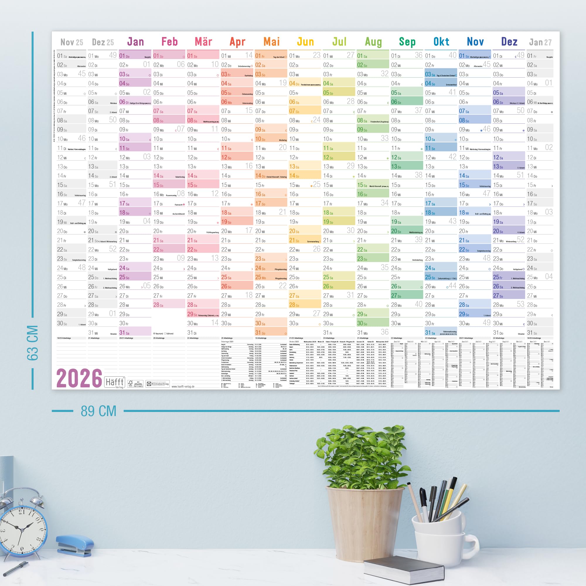 PACKLIST Wandkalender 2026 A1 XXL - Jahresplaner 84x60cm Für Familie & Beruf