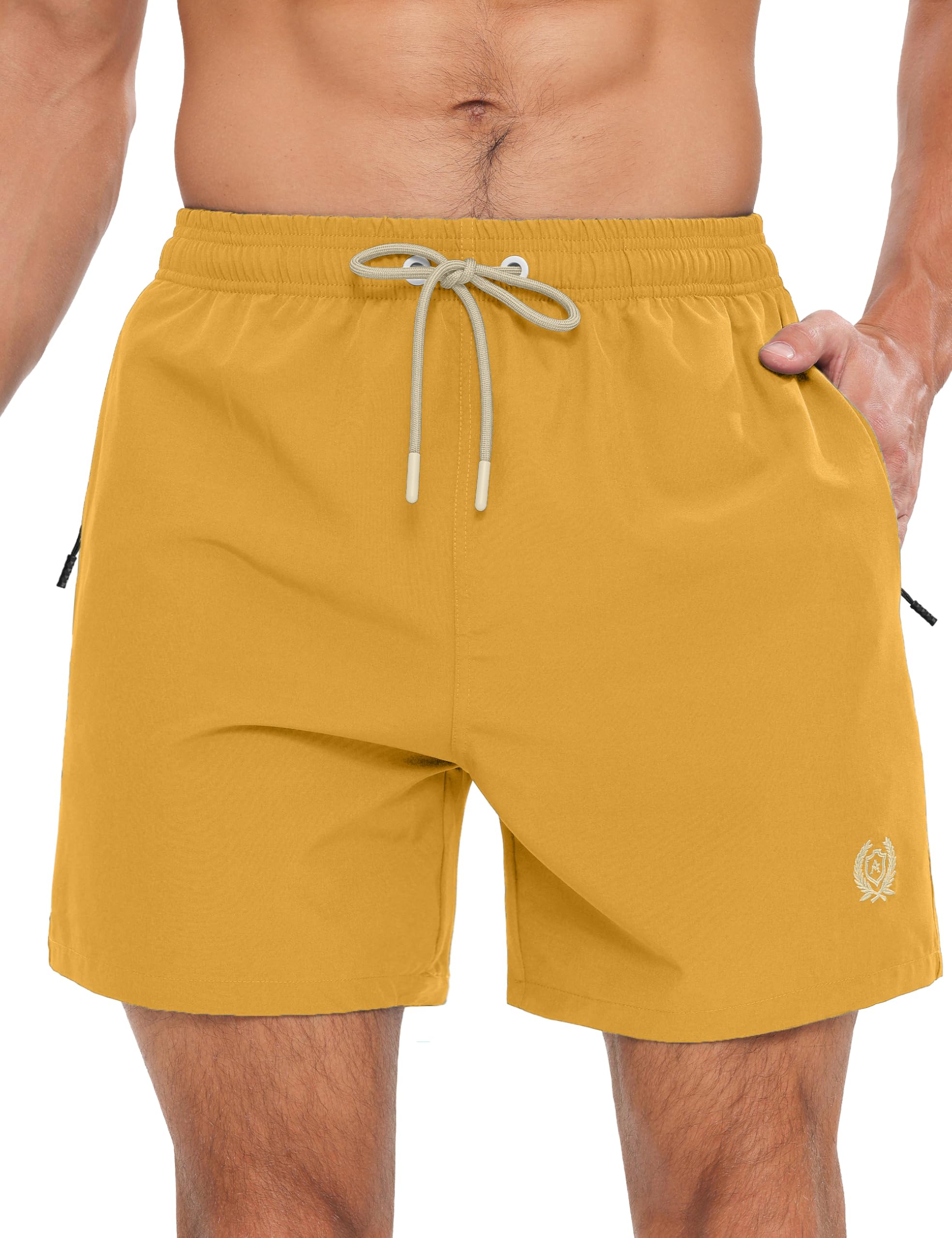 APTRO Herren Badehosen Badeshorts mit Mesh-Futter Schnelltrocknend Boardshorts Reißverschlusstaschen Einfarbig Sport Shorts ZIP025