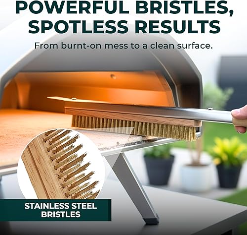 Miniatura 2 de Urban Whisk - Cepillo para horno de pizza con raspador  Cepillo de pizza resistente para horno de pizza con cerdas de acero inoxidable  Cepillo de