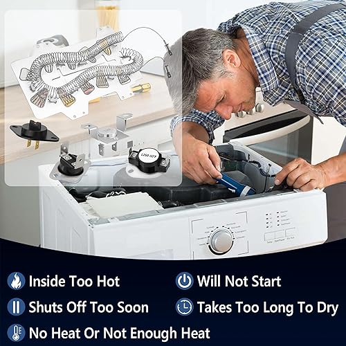 Miniatura 6 de ActualizadoElemento calefactor DC47-00019A para secadora Samsung, reparación DV45H7000EWA2 DV42H5000EWA3 DV48H7400EWA2 DVE50M7450WA3 DC96-00887A