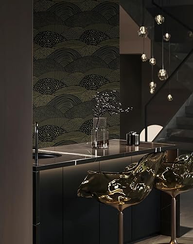 Miniatura 3 de Toduso Papel tapiz autoadhesivo extraíble para decoración de habitación, papel de contacto geométrico con puntoslíneas, 17.3 x 118 pulgadas, papel