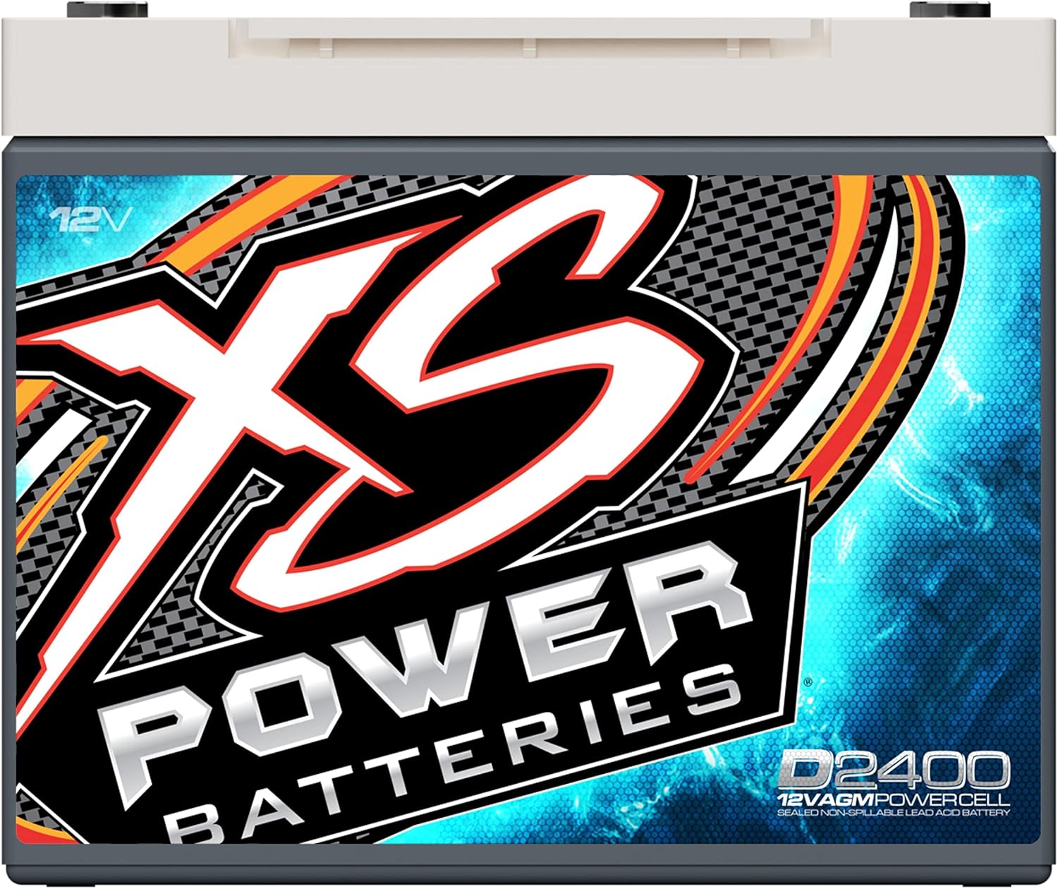 XS Power D2400 3500 Amp AGM Battery with M6 Terminal Hardware - Group 24 12 Volt 96Ah 1200CA Deep Cycle AGM Powercell for Car Audio Systems and Performance Cars