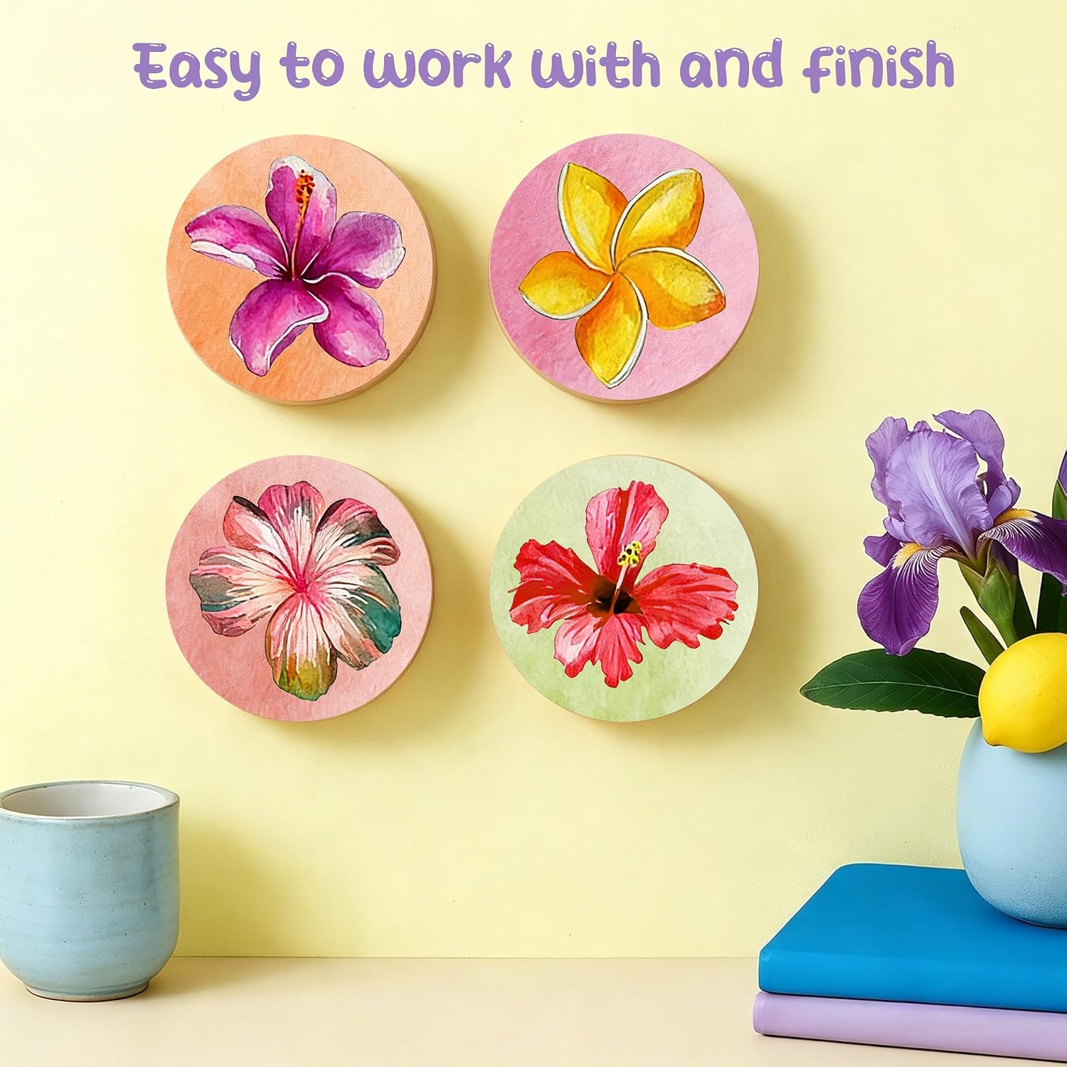 Wood Rounds Wood Circles for Crafts 5 in 1/4″ Thick,16 PCS Wooden Coasters