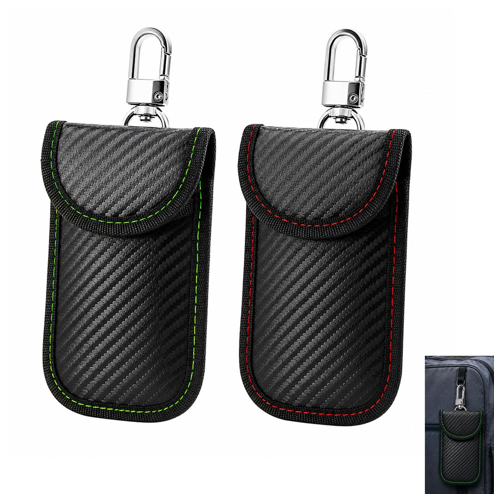 2 Stück RFID-Schutzhülle für Autoschlüssel, Schutzhülle für Schlüssel, Fernbedienung, Schutz gegen Diebstahl, Relais für Fernbedienung, kompaktes Format 12 x 8 cm, Carbonfaser-Effekt