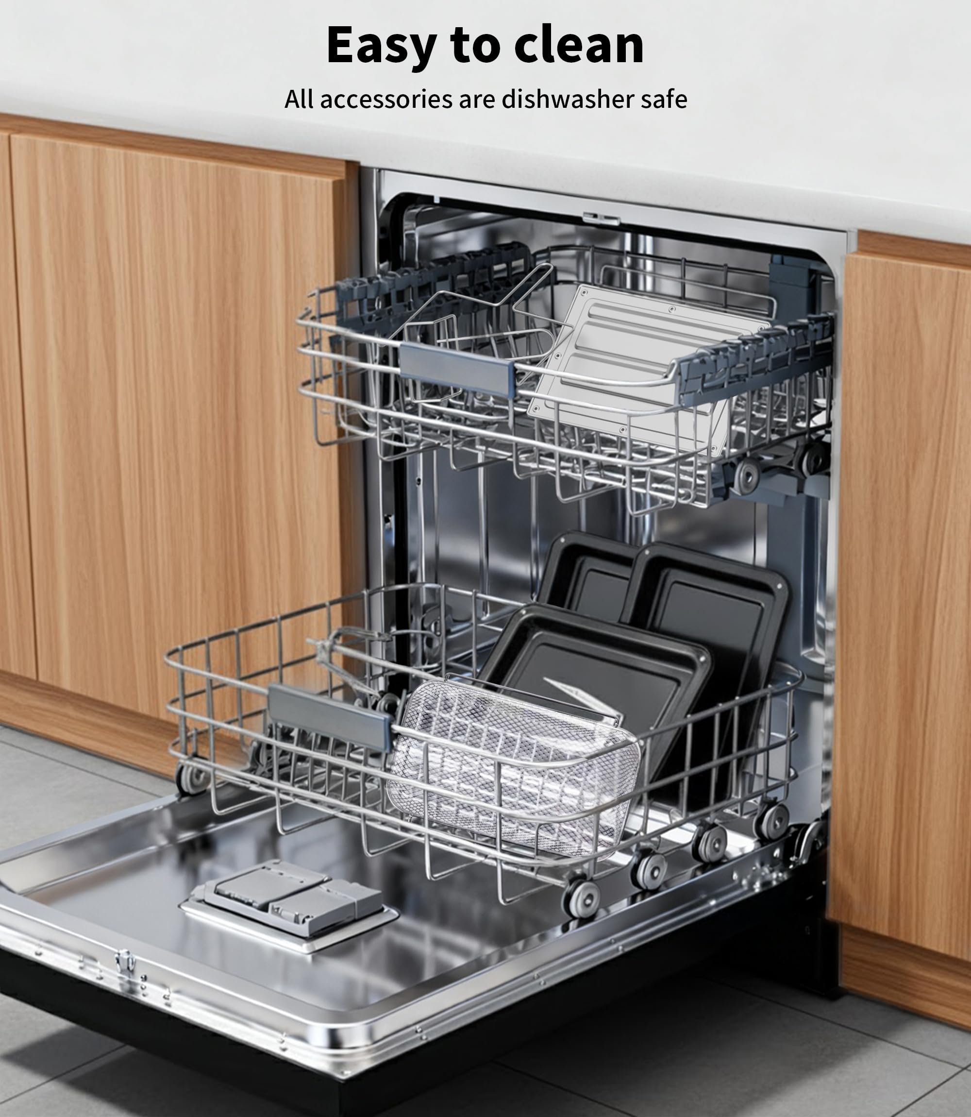 Friteuse à air chaud 23L Mini Four – Zone simple/double réglable, 2600W Airfryer avec Bouton rotatif & Écran tactile, 12 programmes, Intérieur en acier inoxydable, 13 accessoires & livre de recettes