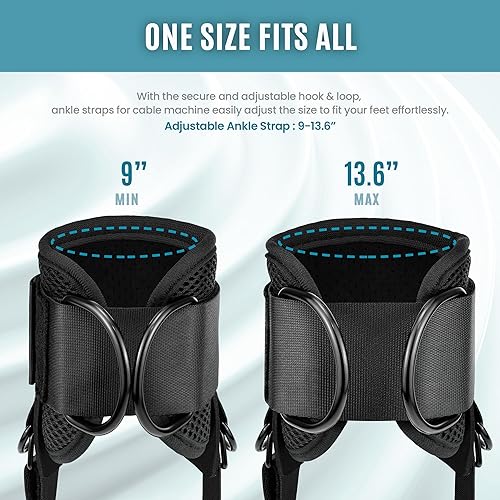 Miniatura 3 de Balency - Correas de tobillo acolchadas para máquina de cables para mujer, correa de tobillo acolchada para máquina de cable, accesorio de tobillo