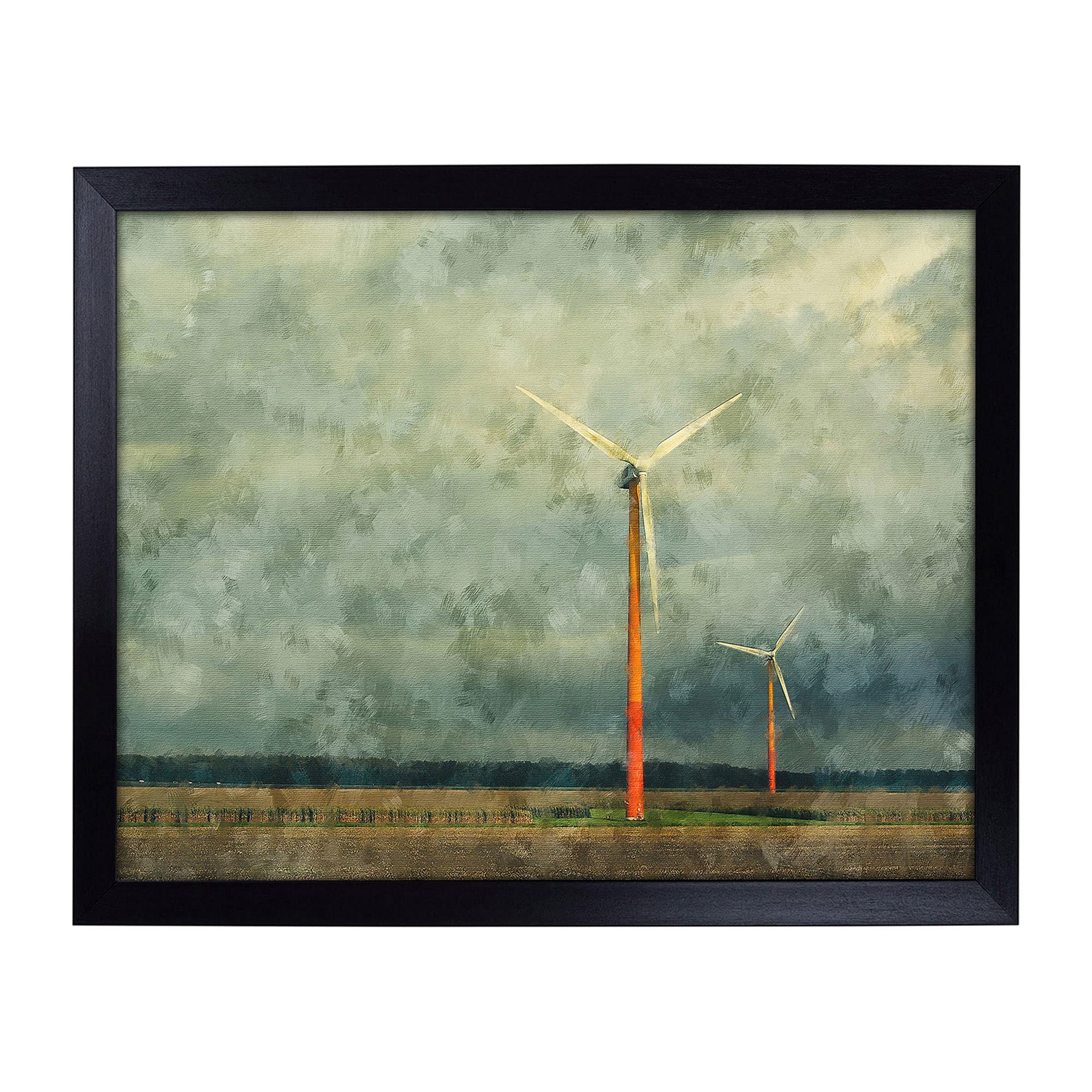 Big Box Art Lap Tray with Cushion | Wind Turbines Vol.2 Painting | Padded Bean Bag Cushion | For Eating, Working, Crafting, Laptop | Portable Table Desk