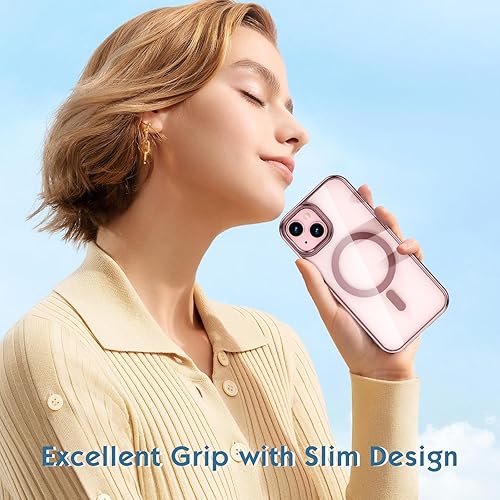 Miniatura 7 de zelaxy Compatible con iPhone 15, funda magnética de lujo con borde galvanizado, transparente, carcasa dura, nunca amarilla, funda protectora para