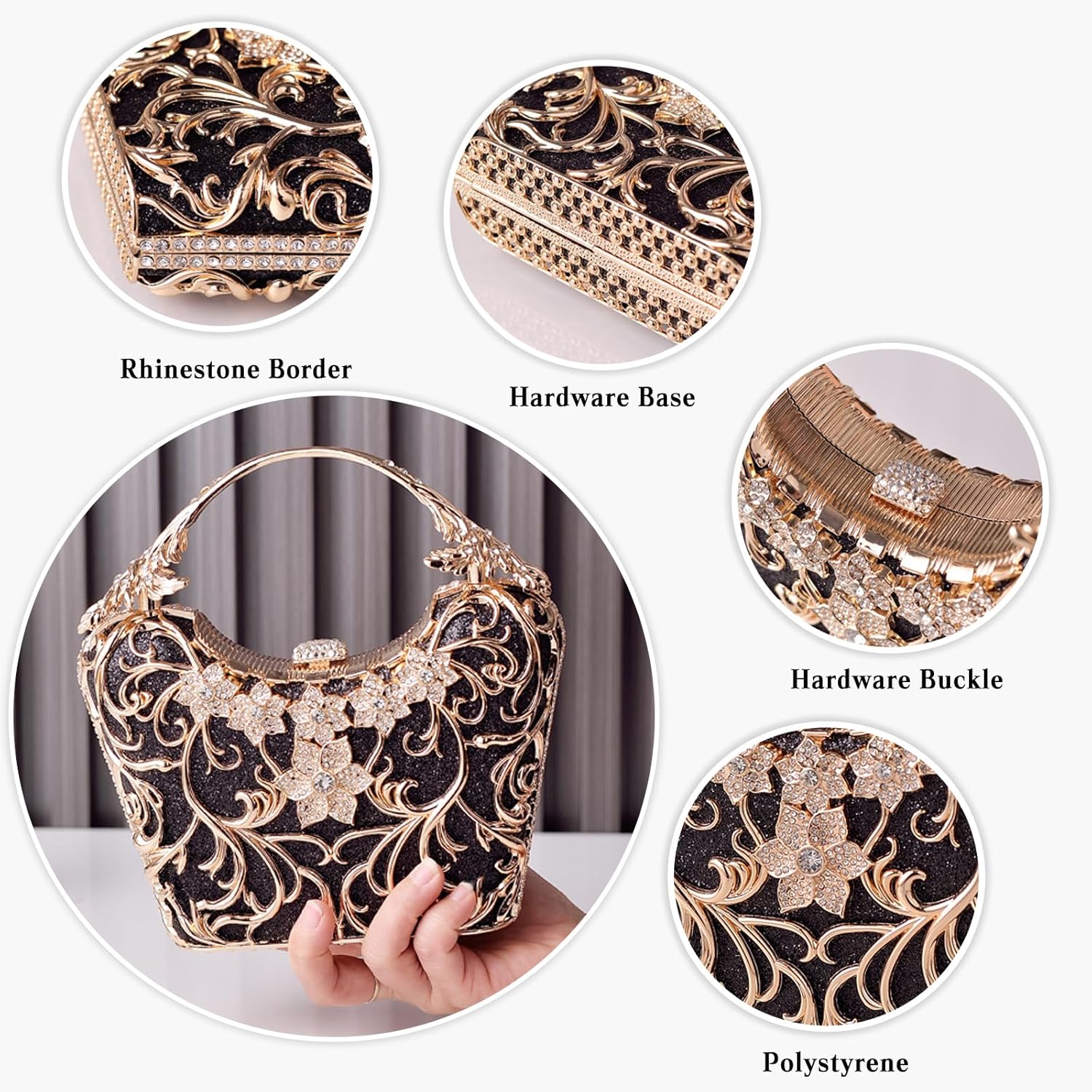 Women Rhinestone Evening Bag Sparkly Sequin Purse Crystal Clutch Bag Bridal Wedding Handbag Glitter Shoulder Bag - Image 4