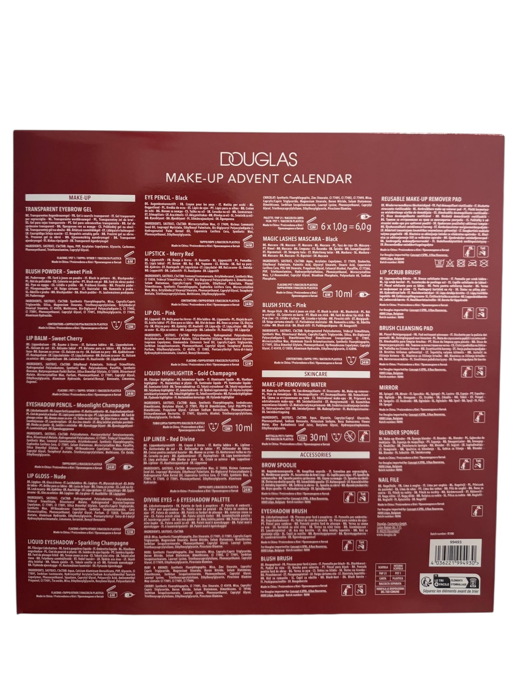 Douglas Calendario de Adviento – 24 aspectos destacados de belleza y maquillaje para mujer 2025 rojo – Calendario de Adviento de belleza y cosmética para mujeres + niñas – Limitado