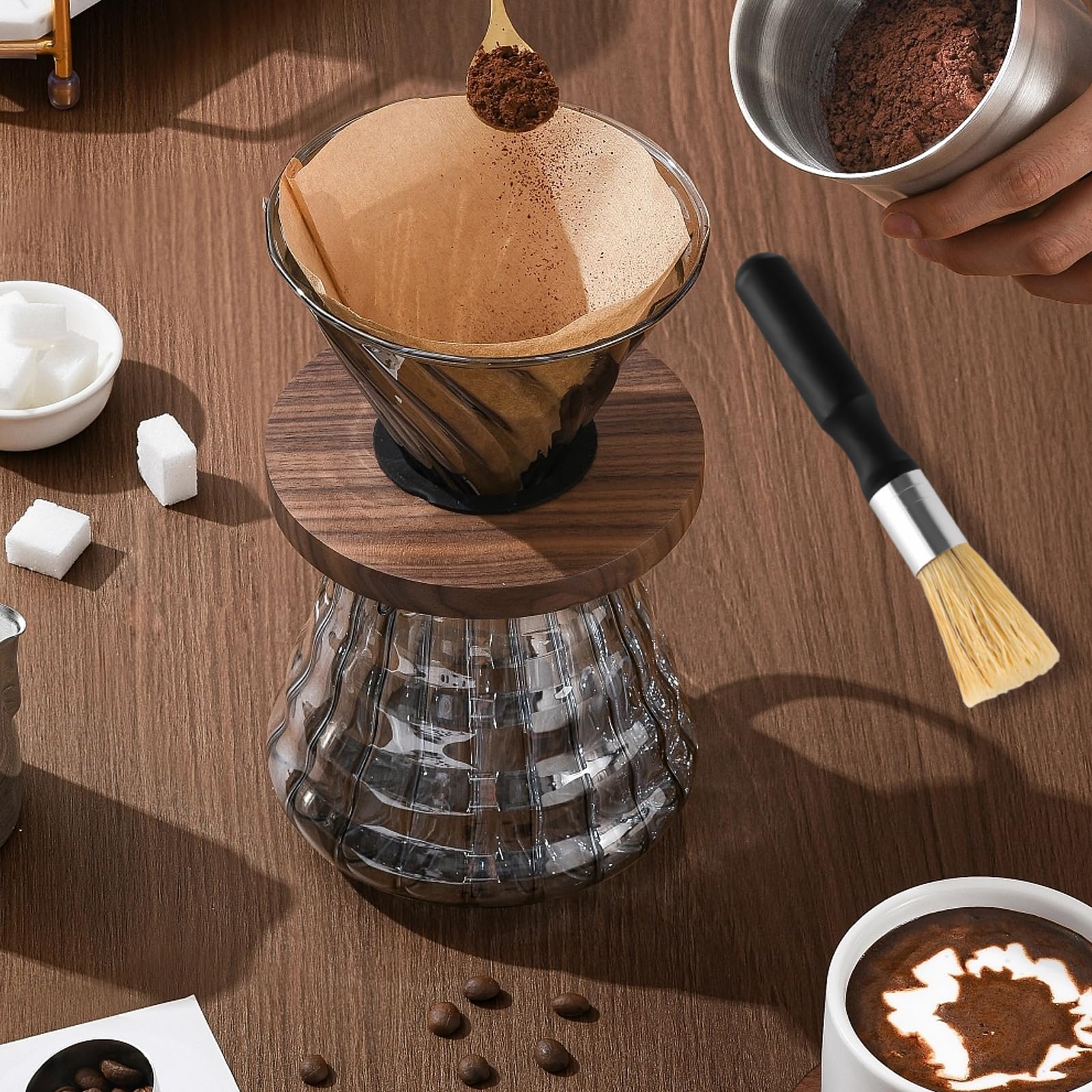 2 sztuki pędzli Barista, pędzelek do kawa, szczotka do czyszczenia, do młynków espresso, akcesoria barista, pędzel kuchenny, naturalne włosie