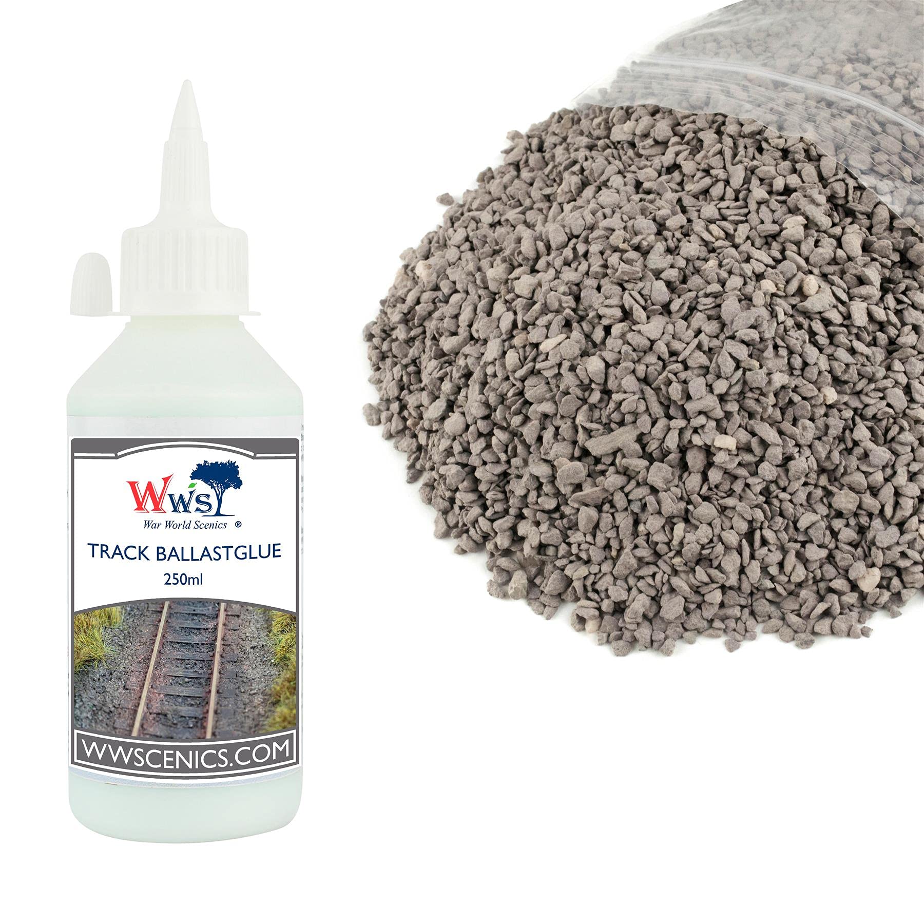 War World Scenics 500g Ballast & 250ml Glue Kit for Model Rail Tracks – Medium Grade Plum — image 1