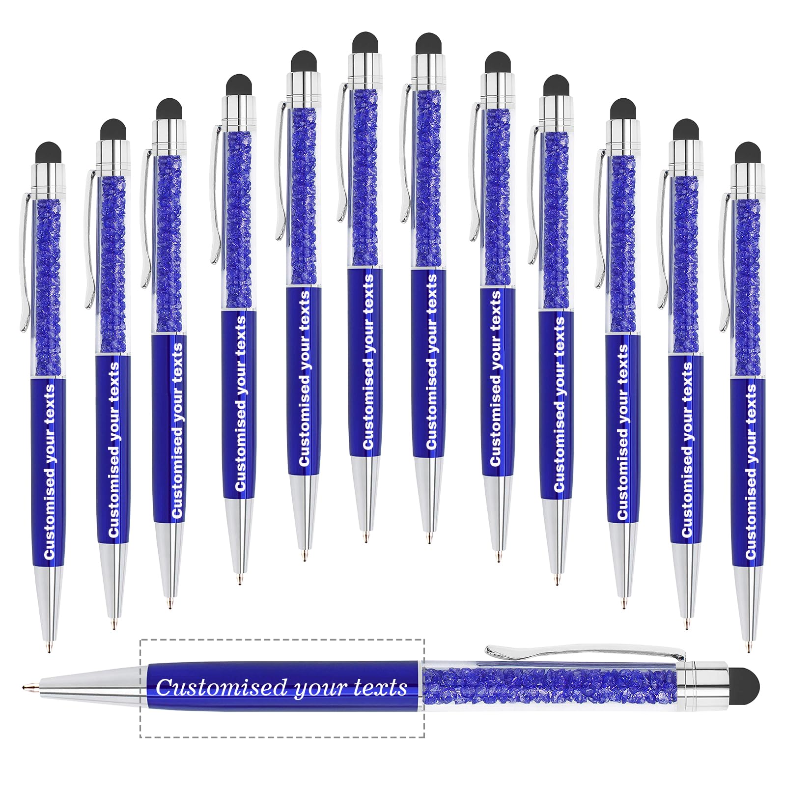 KOLOWKO Personalized 2 in 1 Ballpoint Pen,Custom Name/Text/Message, Crystal Decorated Ballpoint Pen, Good for Graduation, Wedding, Birthday,Communion Gifts