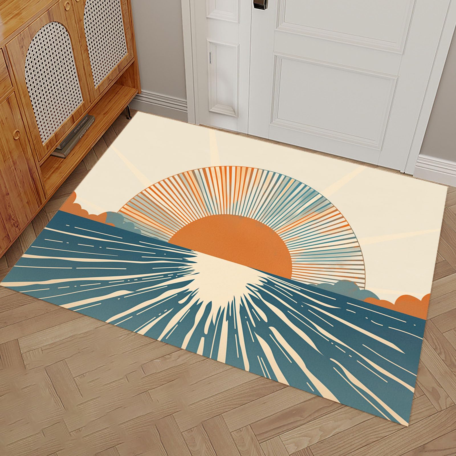 Tapis de porte paillasson d'entrée 60x90cm beige lavable pour cuisine couloir et chambre