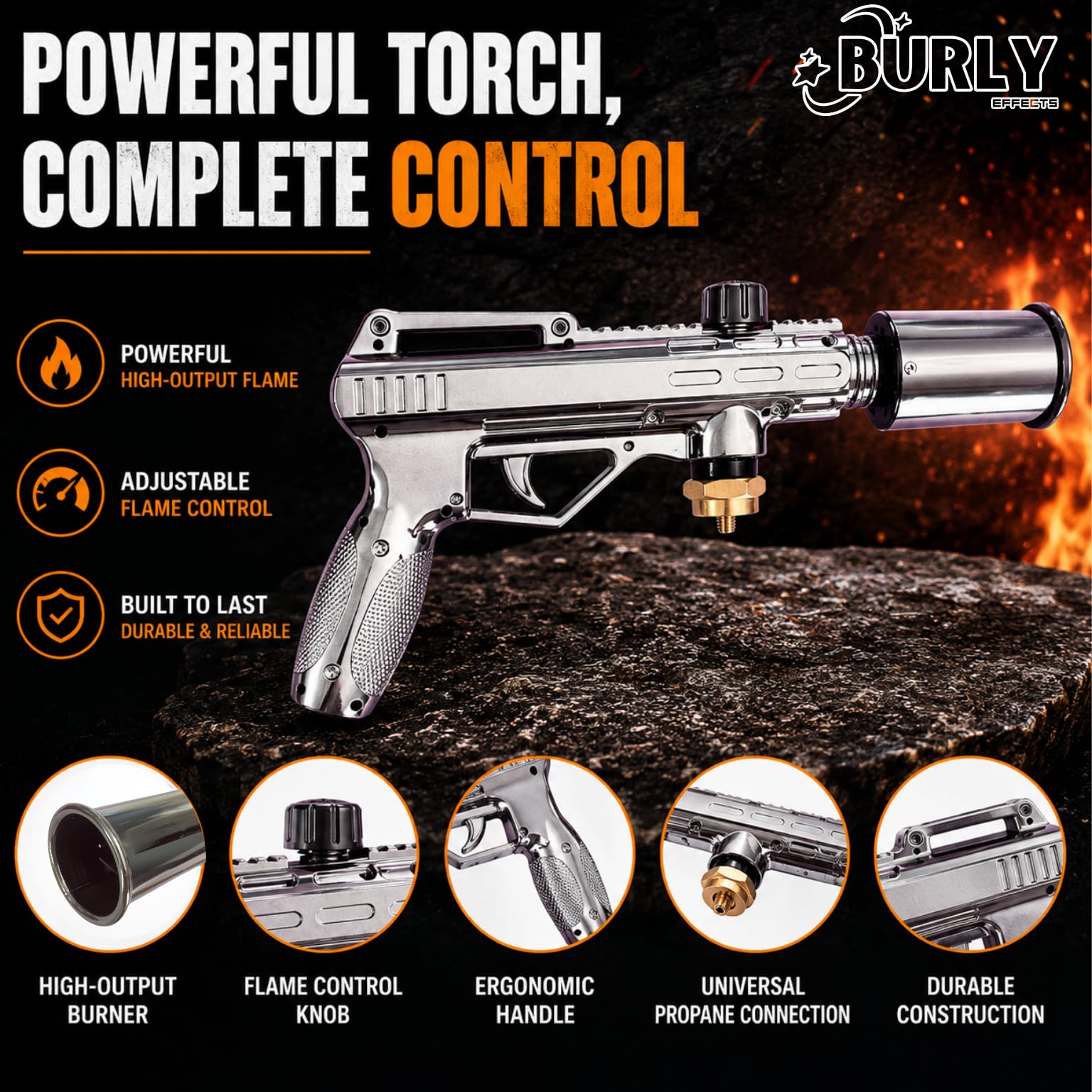Potente pistola de propano, antorcha de cocina con llama ajustable, soplete de soplete para barbacoa, filetes, fogatas, iluminación de carbón y quema de malas hierbas (tanque no incluido)