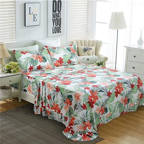 Miniatura 10 de FADFAY Juego de sábanas floreadas de algodón, con sábana de cajón profunda, para cama Twin a California King
