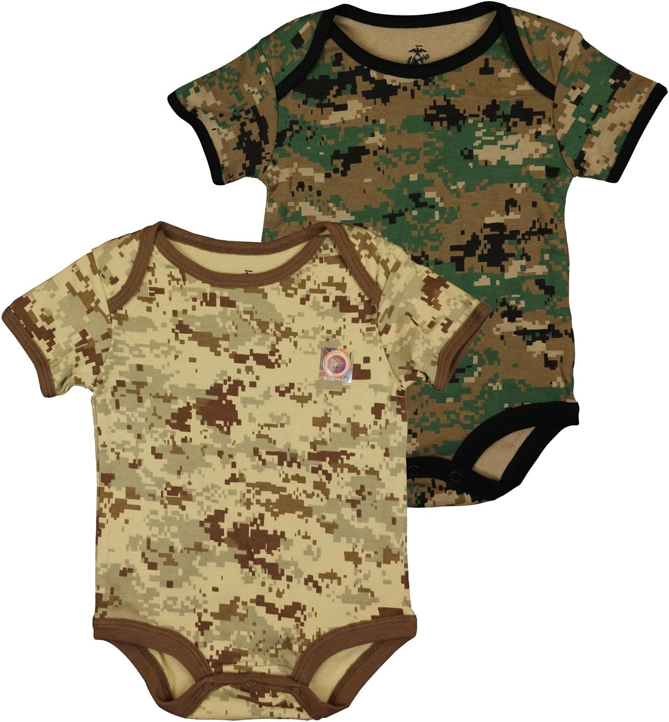 Trendy Apparel Shop Officially Licensed 2 Pack Infant Marines Woodland Desert Bodysuit Romper