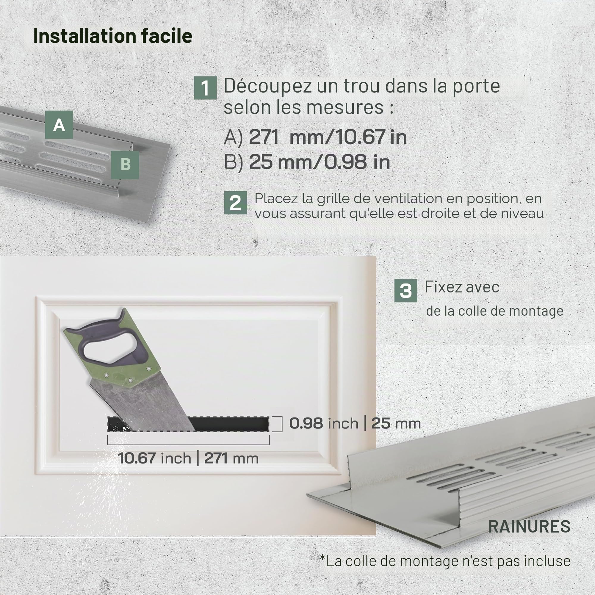 Vent Systems 400 x 300 mm - Lot de 2 grilles d'aération en aluminium argenté avec grille d'insectes - Chauffage, refroidissement et ventilation - Couvercle d'aération intérieur et extérieur