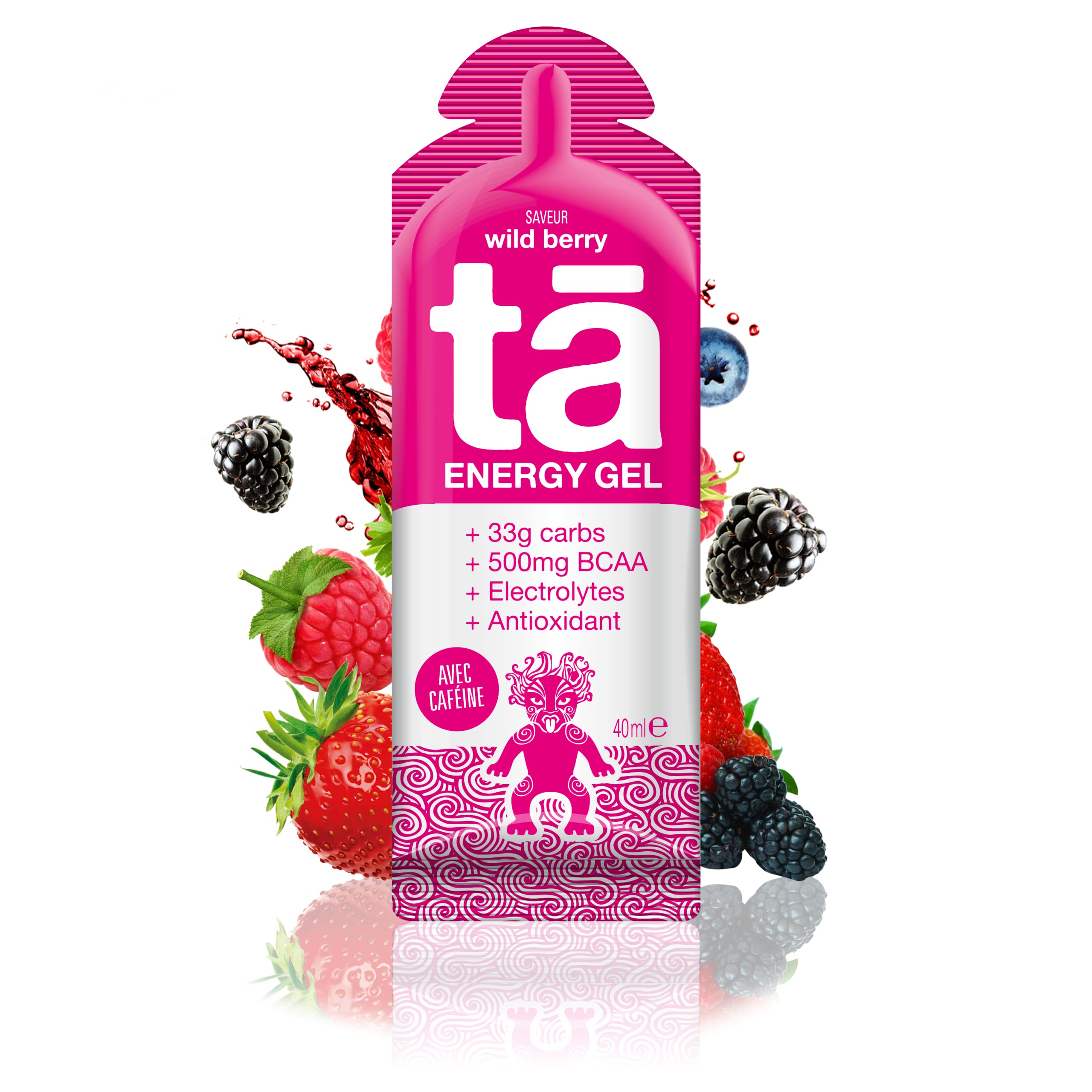 TA ENERGY - Gel Energétique - Wild Berry x12 - Energie - Sodium - BCAA - Antioxydants - Cafféine - Idéal pendant les activités sportives 133Kcal