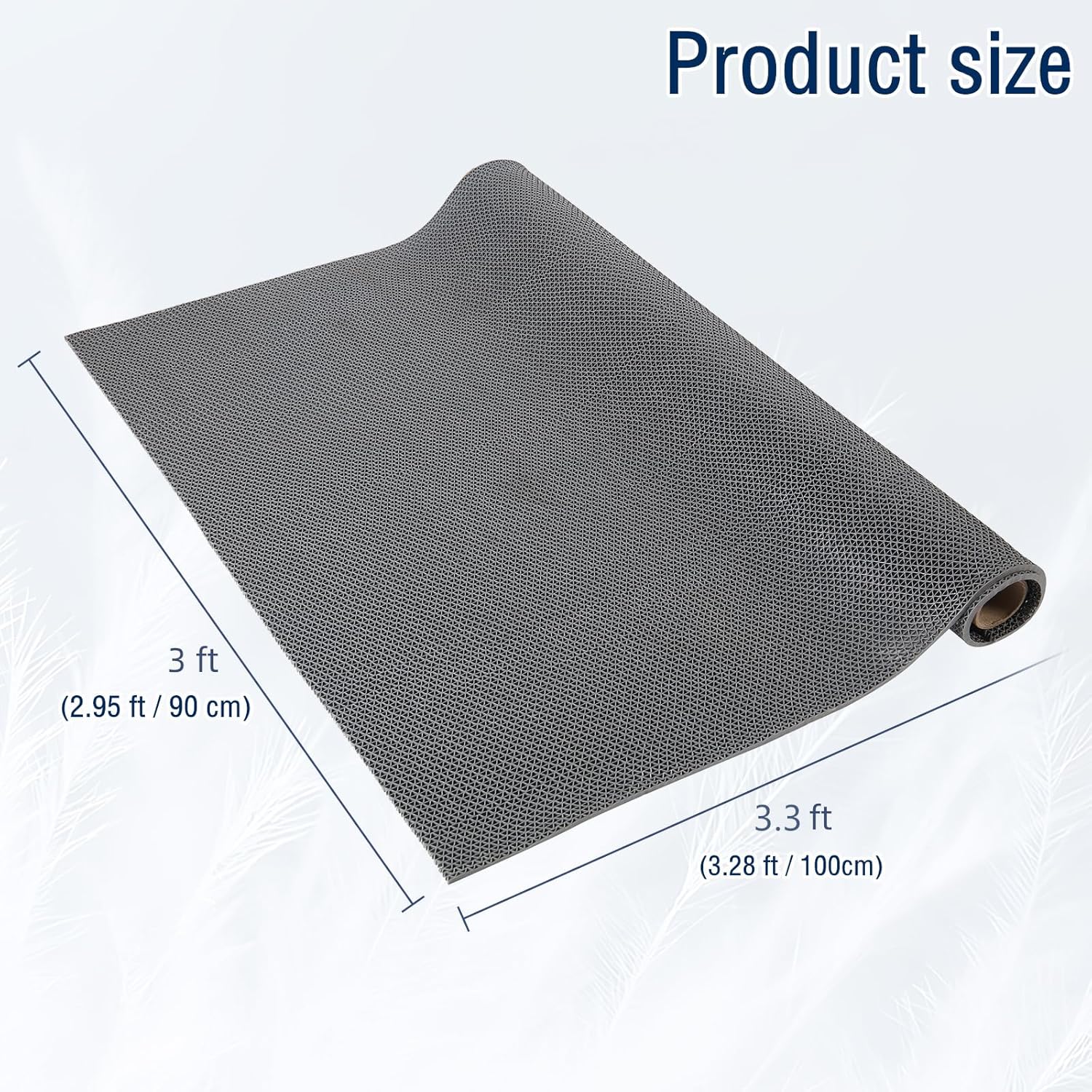 Non Slip Drainage Mat, 3ft x 3.3ft PVC Pool Floor Mat 0.24" Thick, Mesh Hollow Mat for Kitchen Pool Bathroom Washroom Patio Restaurant Grey
