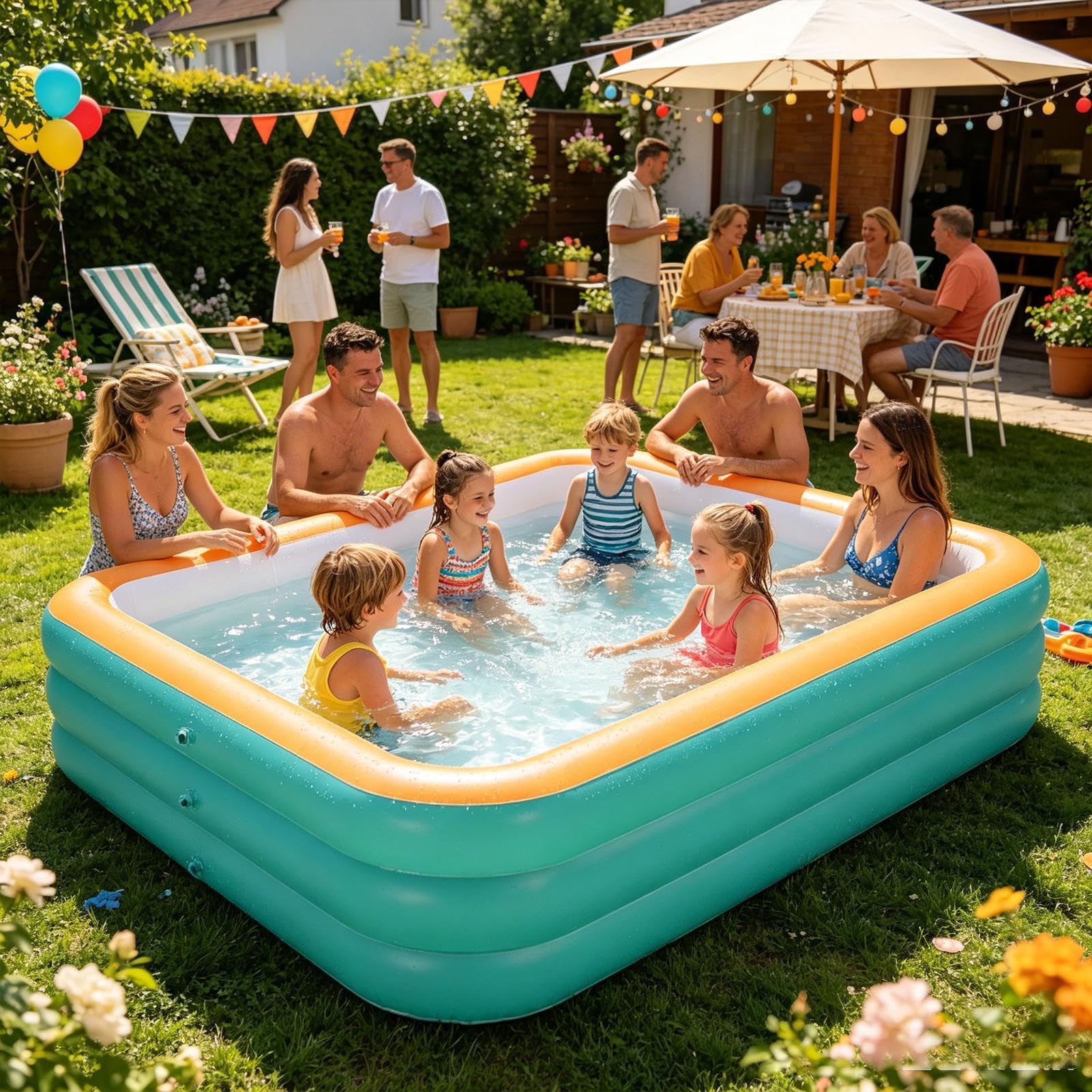 Genérico Piscina familiare, piscina gonfiabile a 3 strati, per esterni