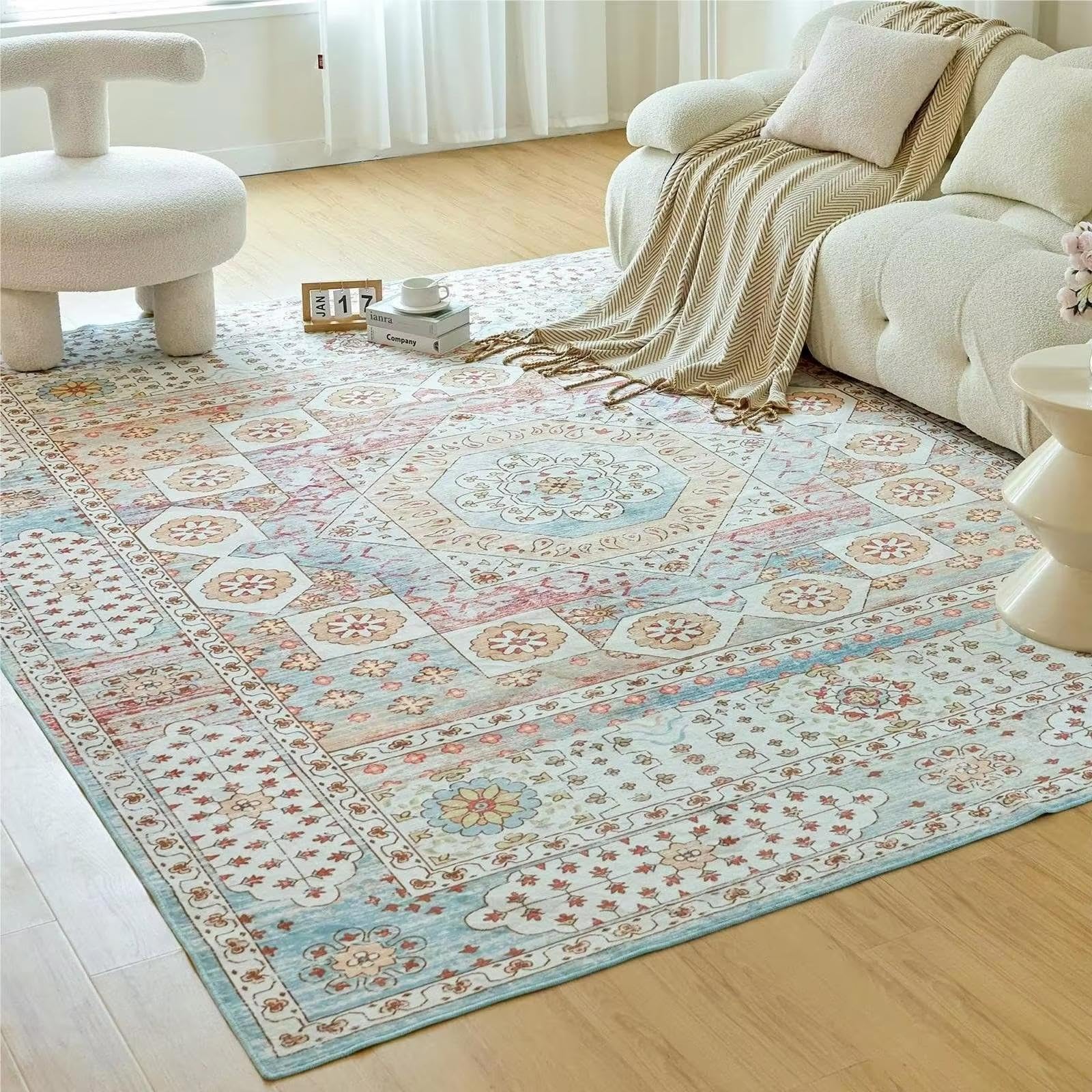 Tapis lavable vintage antidérapant grand format pour chambre et cuisine