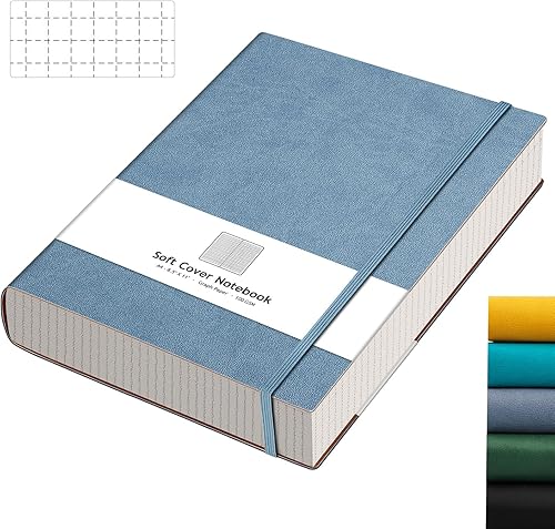 AHGXG Cuaderno de papel cuadriculado, cuaderno de papel cuadriculado, tamaño grande A4 de 8.5 x 11 pulgadas, diario de 320 páginas gruesas, papel