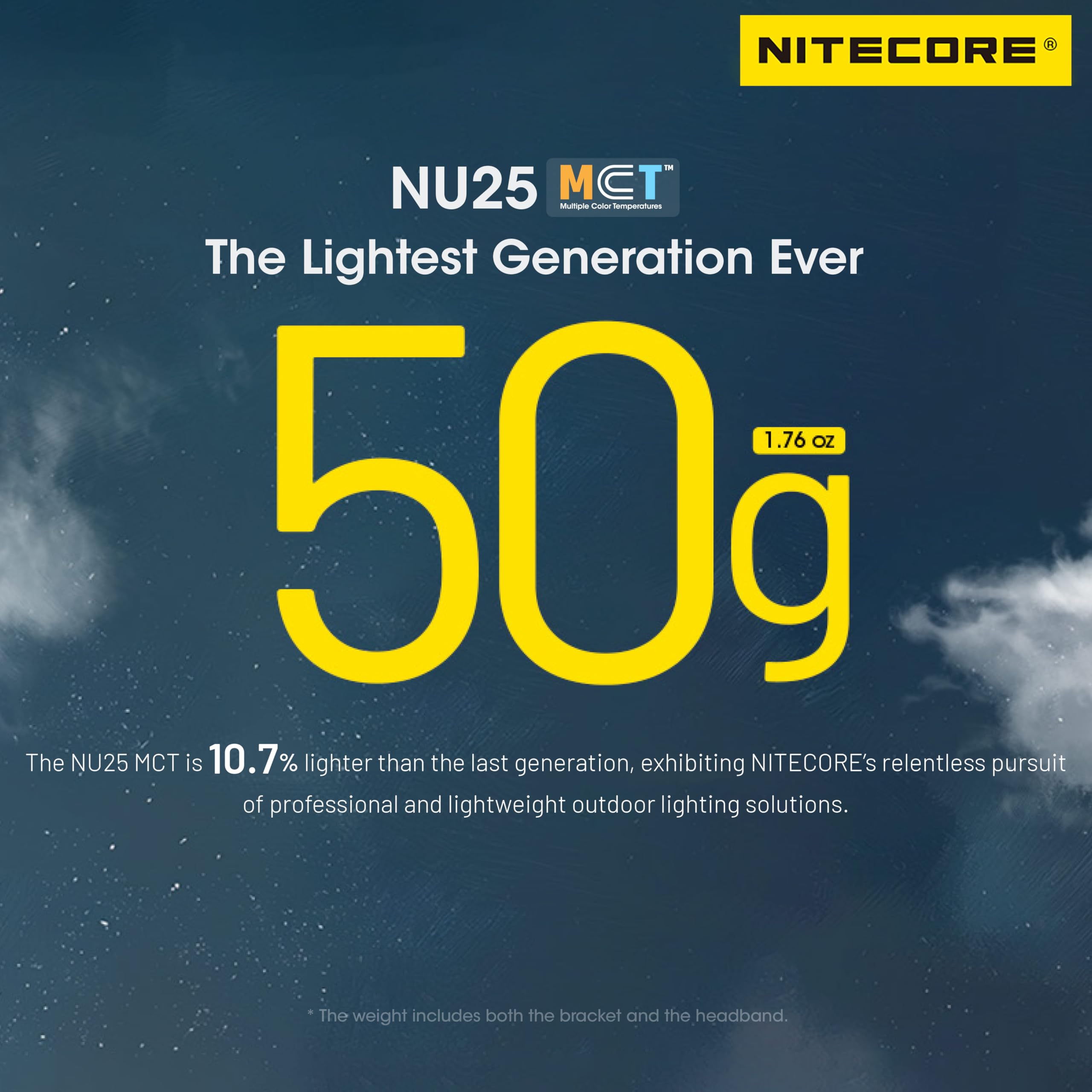 Nitecore NU25 MCT 400 lumens, ultraléger, plusieurs températures de couleur, pour l'extérieur, lampe frontale rechargeable USB-C (diadème normal)