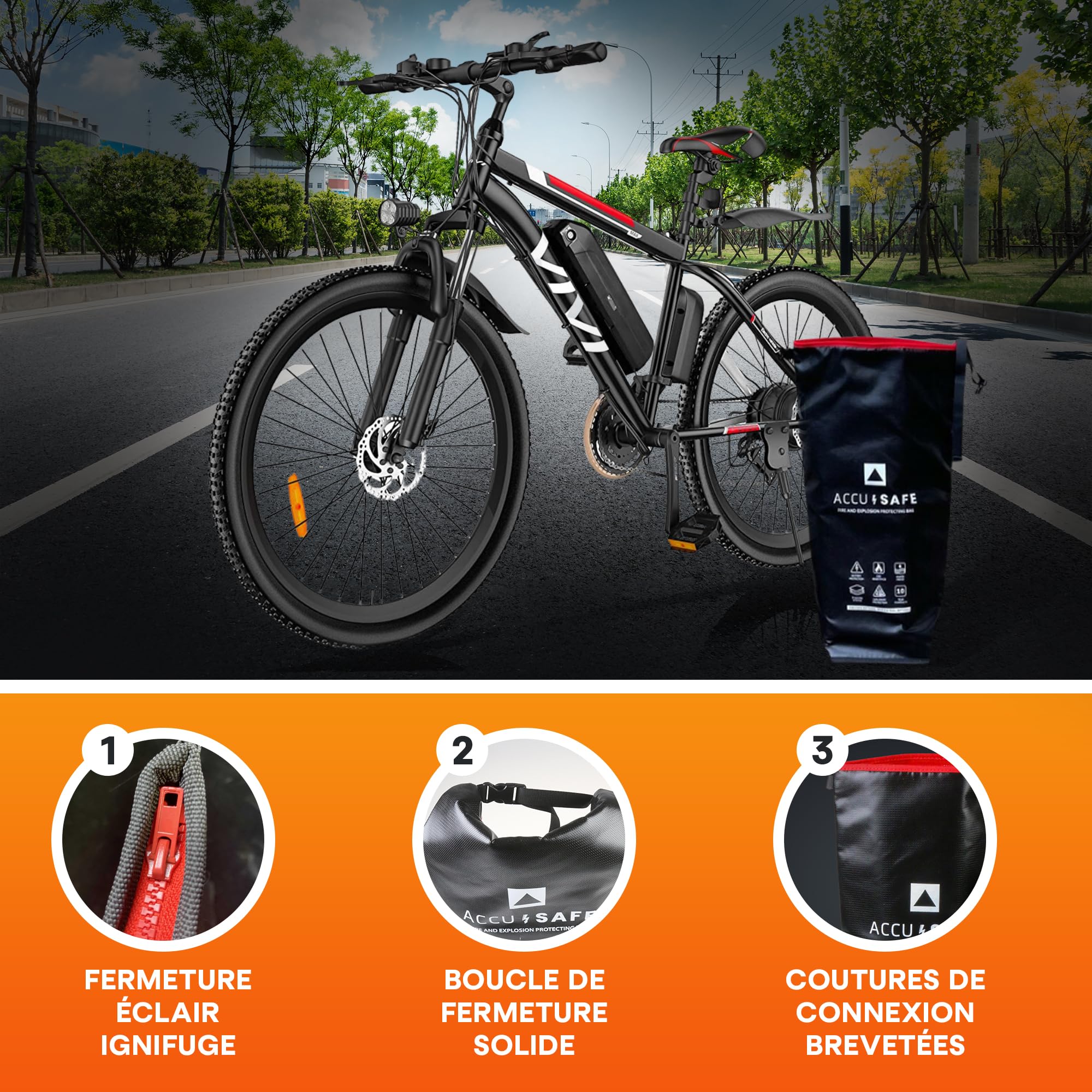 Accu Safe XL - Bolsa para batería ignífuga para Ebikes & Co para carga, transporte y almacenamiento | bolsa de protección contra incendios de alta calidad para objetos de valor | 600 x