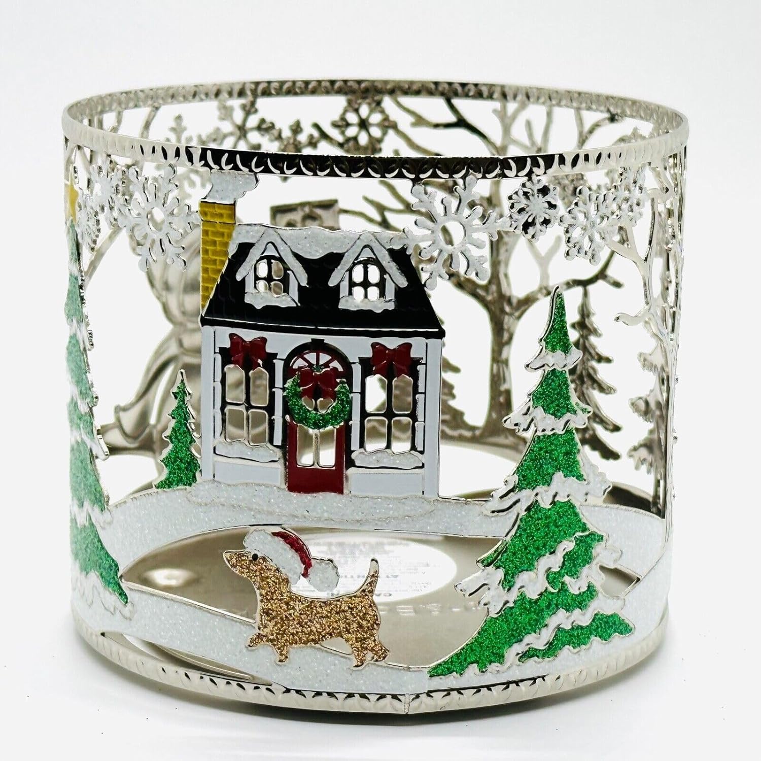 Bath & Body Works Candle Holder Compatible and White Barn 3-Wick Candles - 2021 Winter & Christmas - Select Your Favorite! (Candle NOT Included) - Winter Scene Pedestal