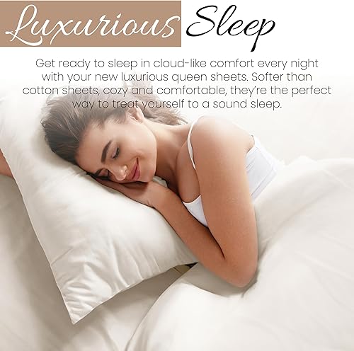 Miniatura 8 de Linen Market Sábanas para cama de tamaño Queen (marfil)  Duerme mejor que nunca con estas sábanas Queen suaves y refrescantes  Bolsillo profundo