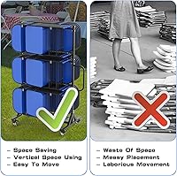 Vista 4 de Silla plegable y carrito de mesa, capacidad de peso de 400 libras, silla plegable Dolly Maximiza el uso del espacio vertical, 4 piezas, ruedas