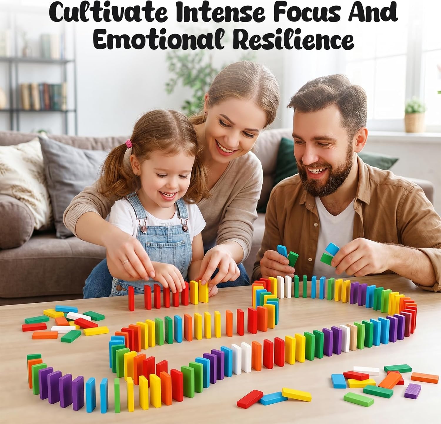 BigOtters Dominos Set for Kids,360 PCS Dominoes Wooden Building Blocks Stacking Educational Racing Toy Games, Party Favor for Boys and Girls, 12 Colors