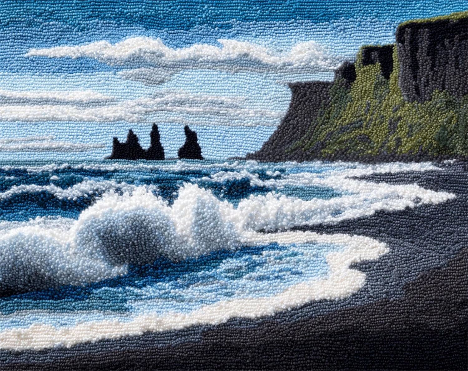 Henypt DIY Latch Hook Rug Kits Beach Waves 80x160cm
