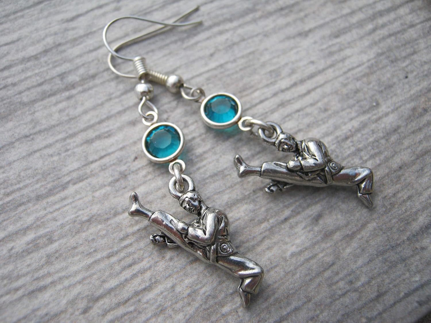 Karate Kick Birthstone Earrings, Martial Arts Earrings, Athletic Jewelry, Taekwando Kung Fu Akido Jujutsu