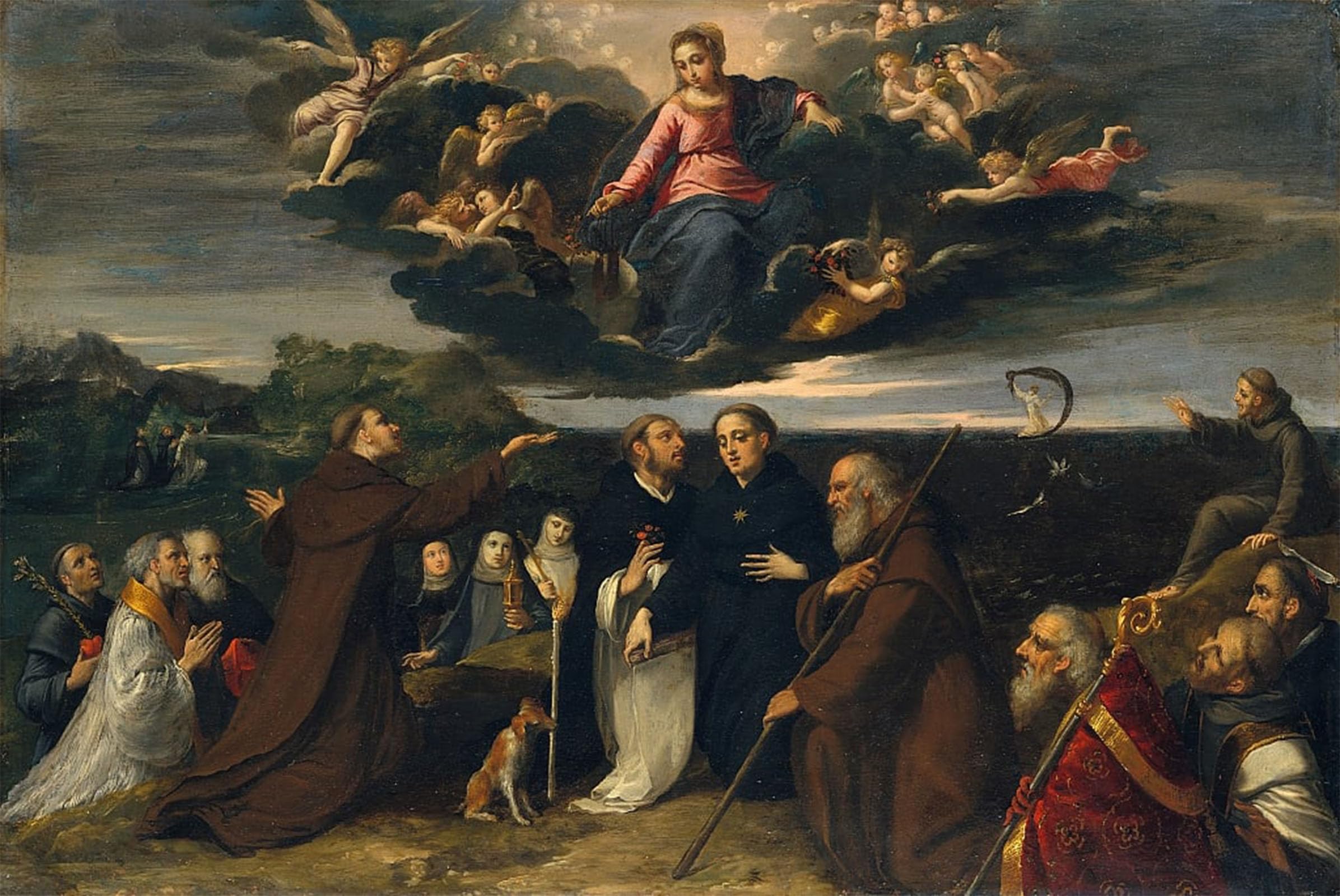 ARTXLXXBN Famous Art Print Poster Vintage Wall Art the Virgin Adored by Sigismondo Scarsellino Canvas Art Poster for Home Decor 60x90cm