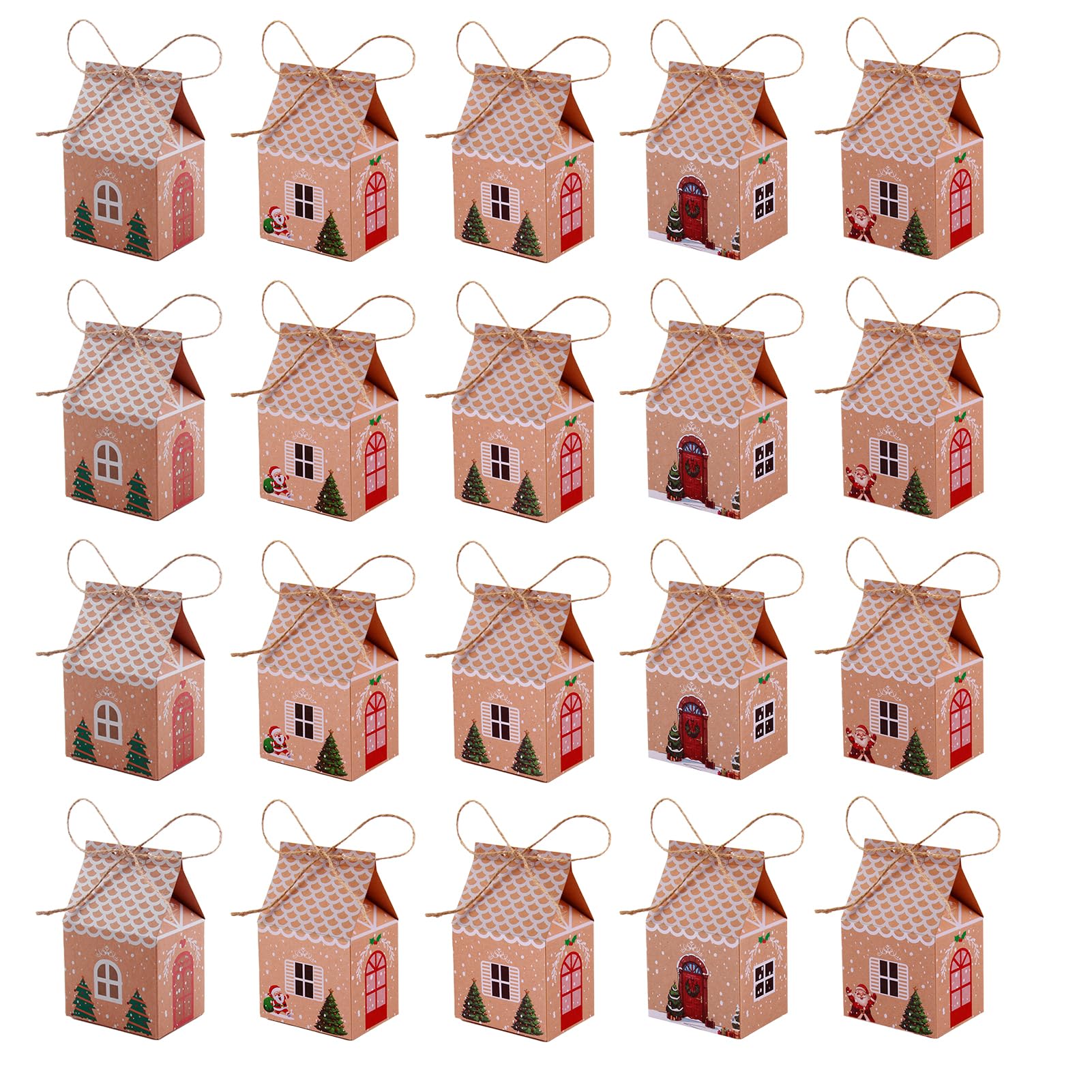 24 Pezzi Scatole per Regalo di Natale in Carta, Casa di Cartone per Feste Natalizie Forniture, Confezione Xmas Treat Boxes per Caramelle E Biscotti