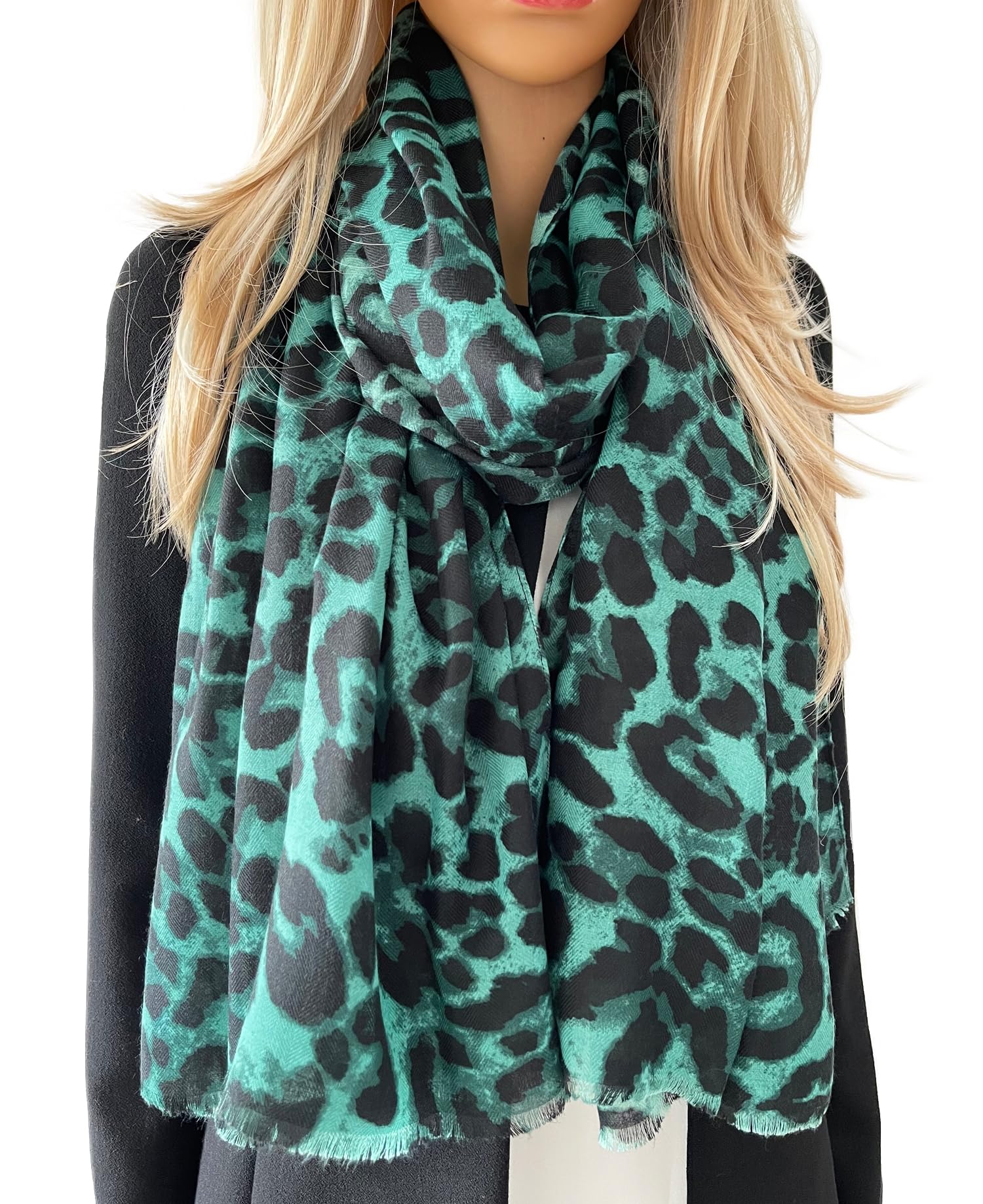 The Accessory Co. Large Snakeskin Scarf for Women – Leopard Print Block Design – Lightweight Animal Print Shawl Wrap – Stylish Neck Scarf for Women