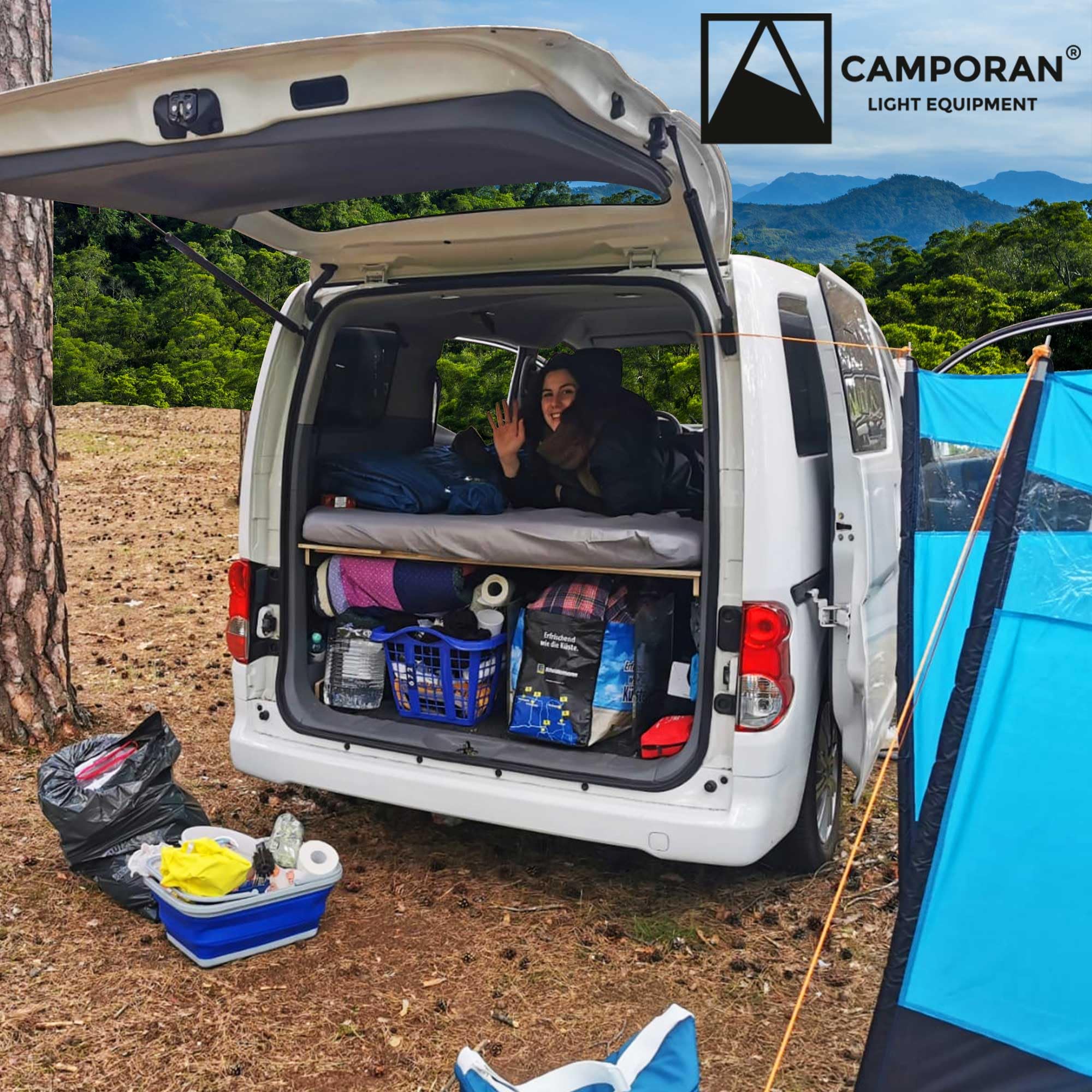 Camper Bett klappbar mit Möbel und Matratze für Van/Transporter, einfache Installation, kompatibel Traveller/Proace Verso/SpaceTourer