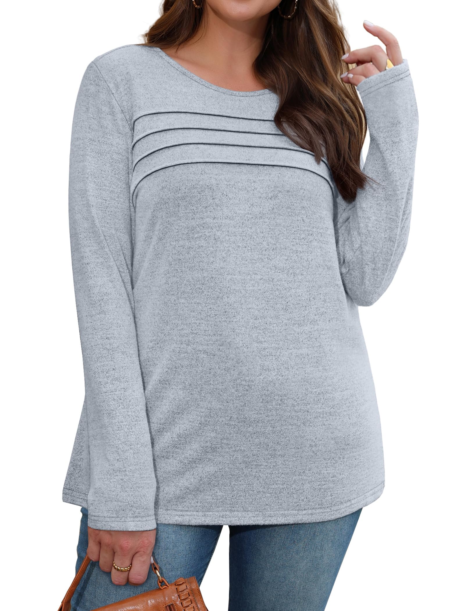 WIHOLL Long Sleeve Shirts for Women Tunic Tops Fall Sweaters Fashion 2025 Winter Clothing Sweater