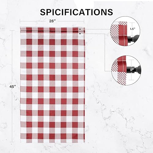 Miniatura 4 de Simple Deluxe Buffalo Check - Cortinas de cocina a cuadros, cortina pequeña a cuadros para ventanas de media cafetería, 26 pulgadas de ancho x 45