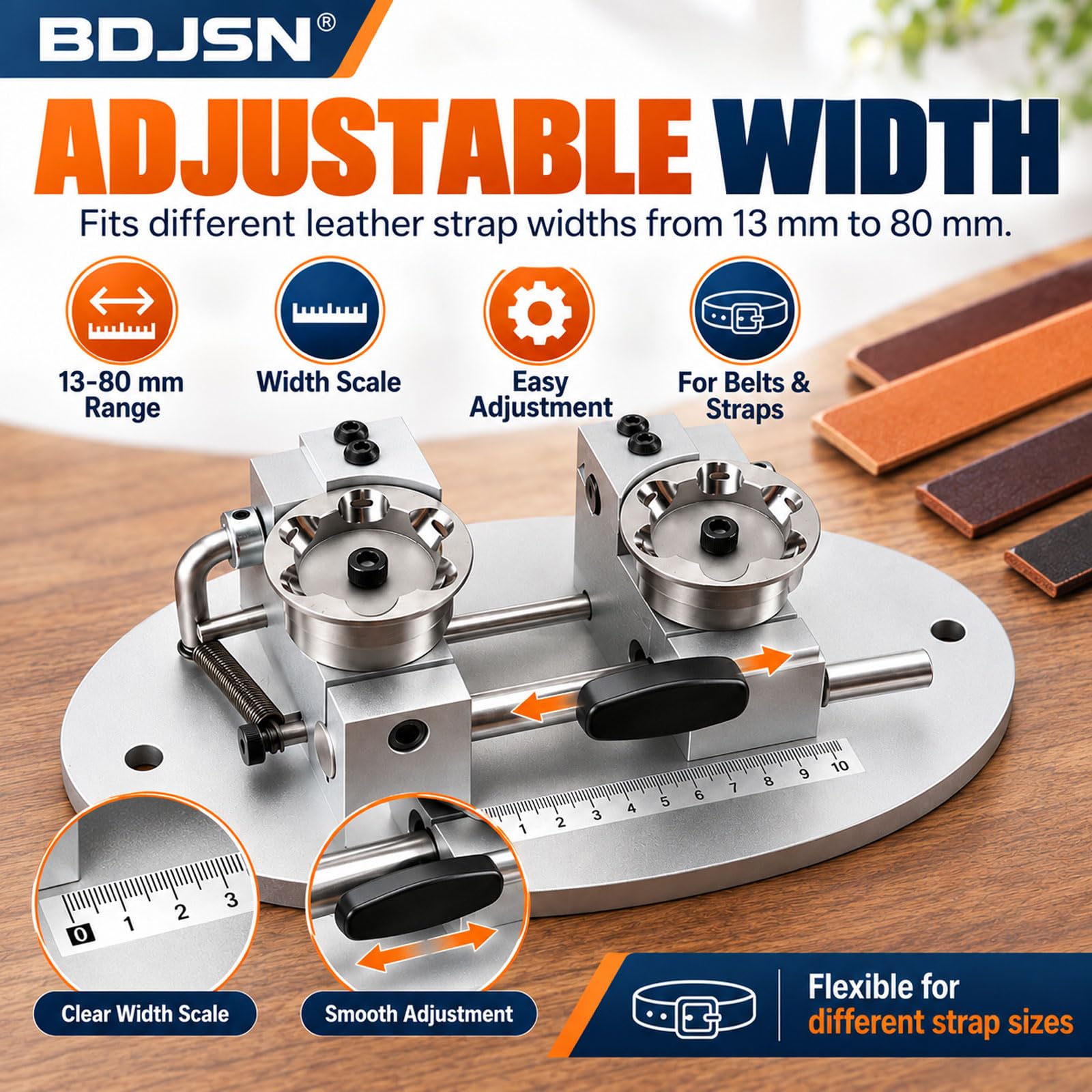 Máquina Biseladora De Cantos De Cuero, Biseladora Manual Ajustable De 13 A 80 Mm Con Cabezales De Corte Dobles De 12 Filos, Base De Aleación De Aluminio Para Cinturones